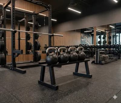 Modern gym facility with workout stations